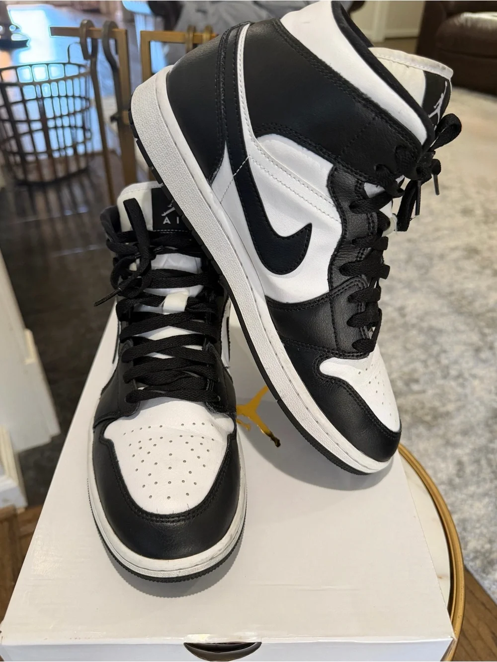 Jordan Black and White High-Top Sneakers